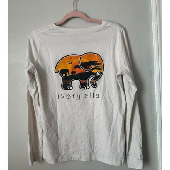 Ivory Ella Long Sleeve Tee - Elephant Design Size M - Picture 1 of 4